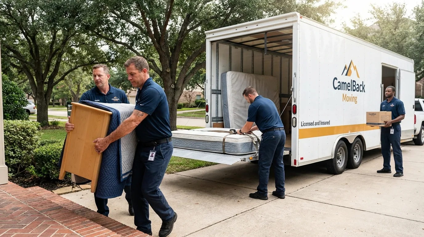 Crew loading residential truck for cross-state move from Asheboro, NC