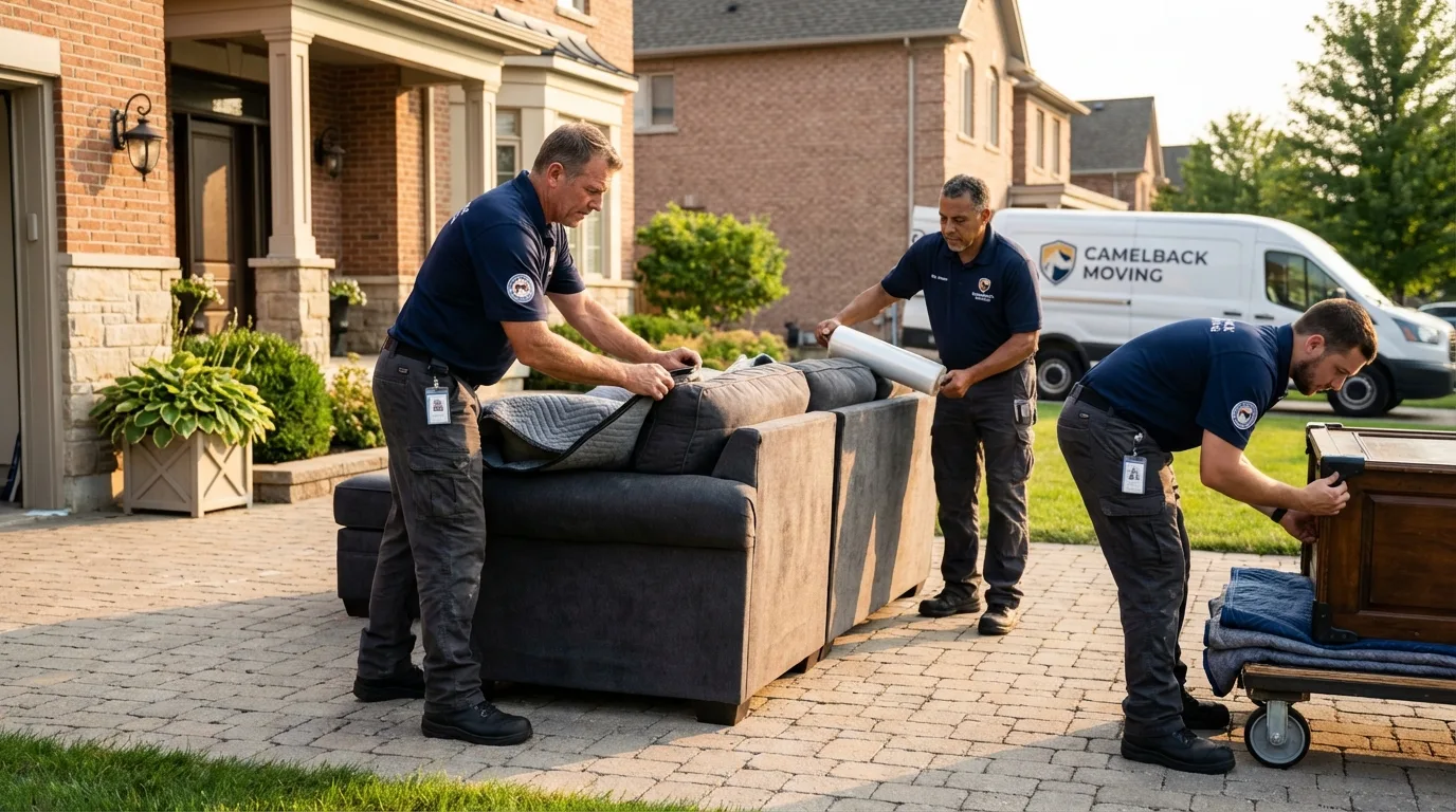 Large estate moving crew wrapping furniture in Asheboro, NC