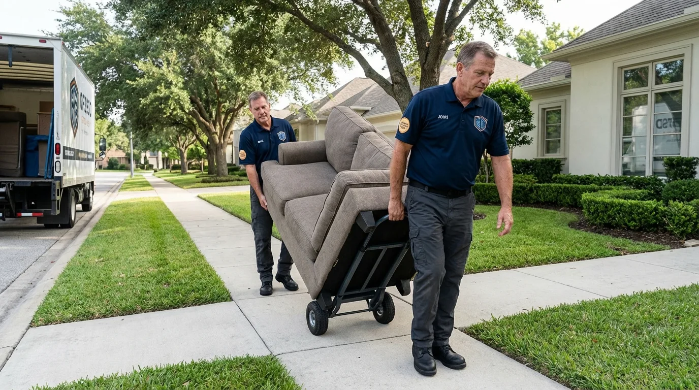 Local residential moving crew loading furniture in Asheboro, NC