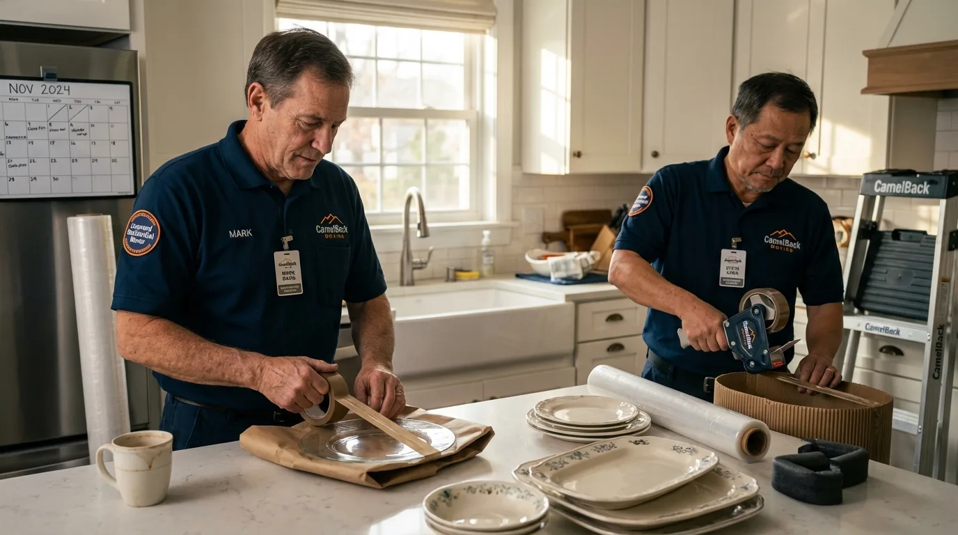 Professional crew packing kitchen dishware in Asheboro, NC